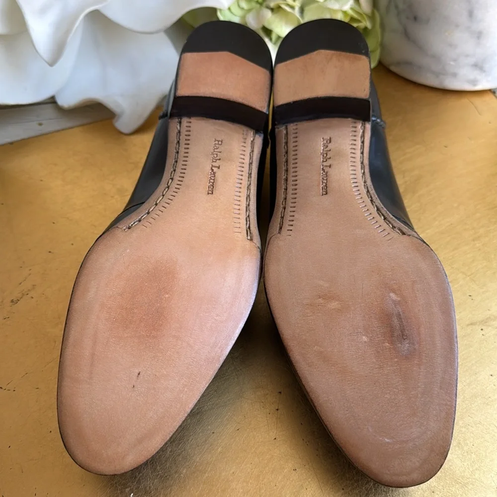 Ralph Lauren Made in Italy Heeled Penny Loafer in Black Leather - Picture 15 of 16